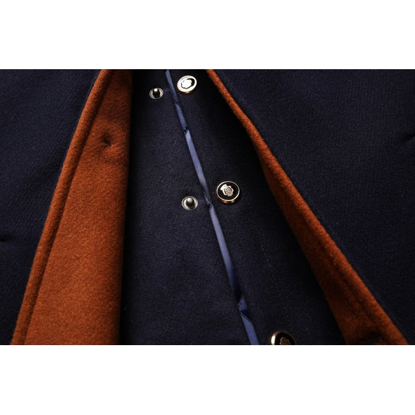 Alan | Men's Mandarin Collar Button Front Mid-Length Overcoat