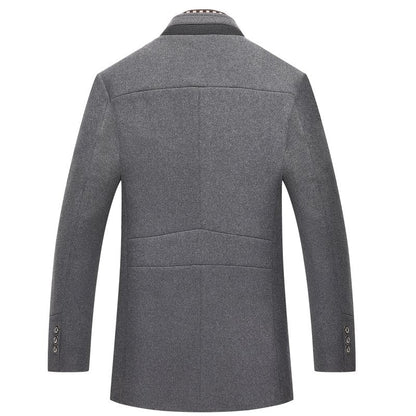 Alan | Men's Mandarin Collar Button Front Mid-Length Overcoat