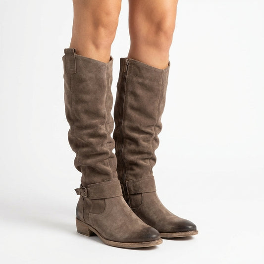 Ottoline | Low Heel Knee High Side Zip Boots