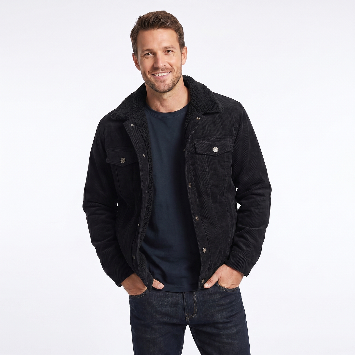 Luca Moretti | Men's Sherpa Lined Corduroy Jacket
