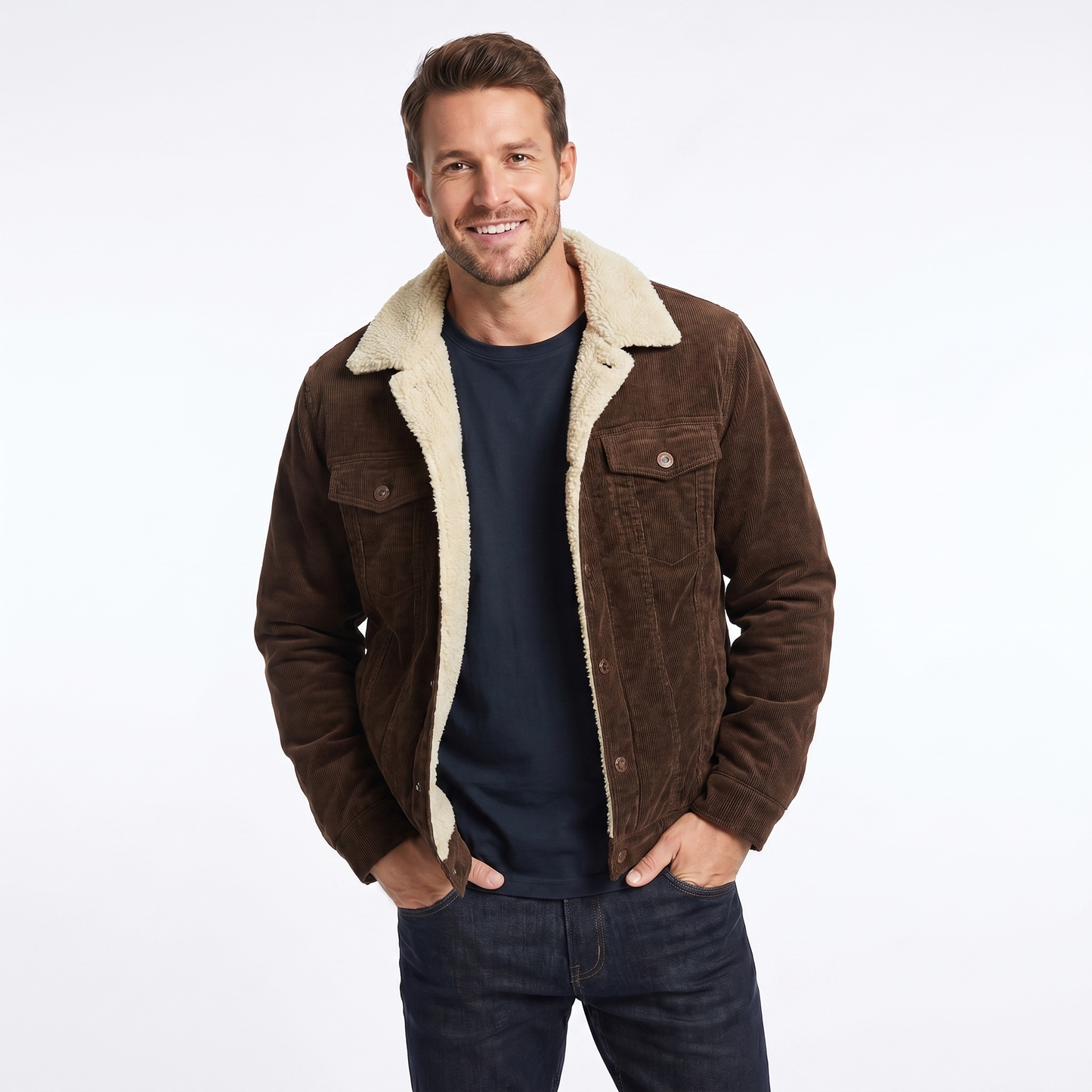 Luca Moretti | Men's Sherpa Lined Corduroy Jacket