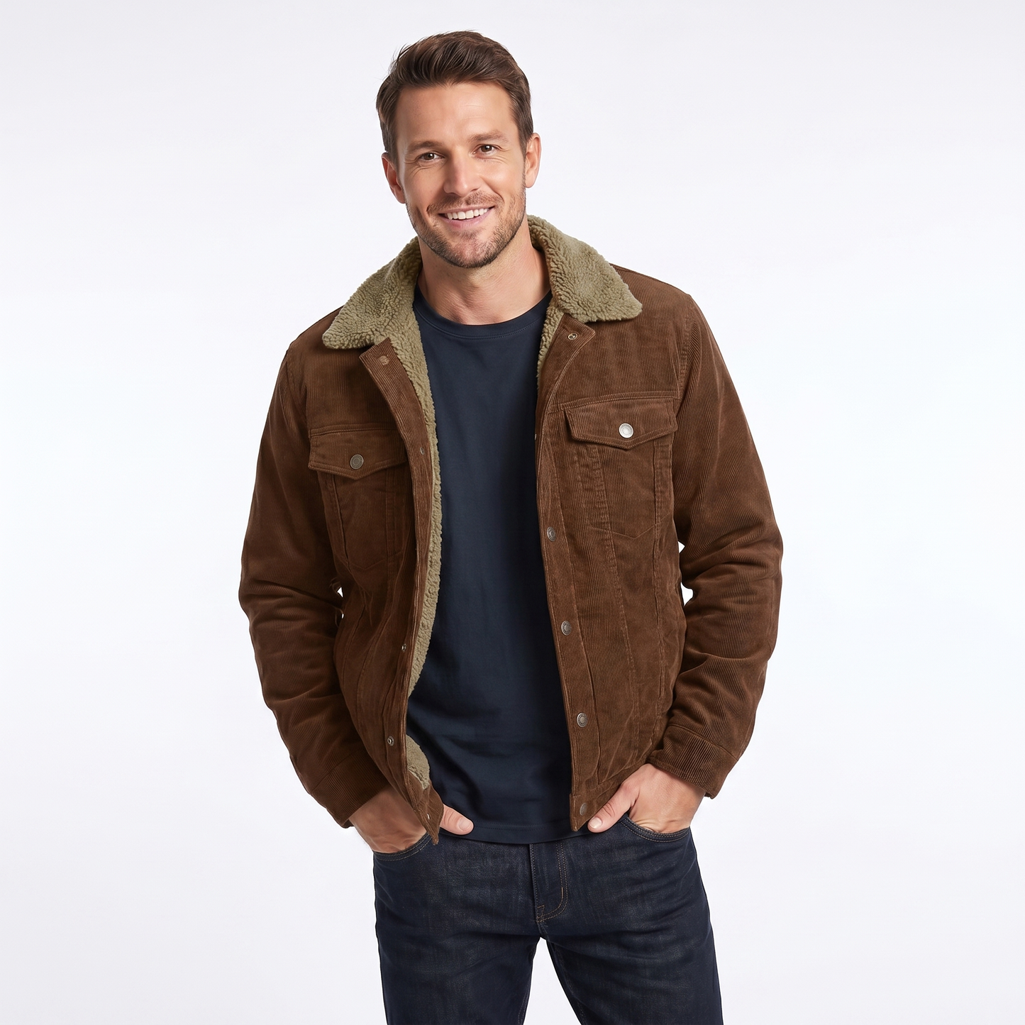 Luca Moretti | Men's Sherpa Lined Corduroy Jacket