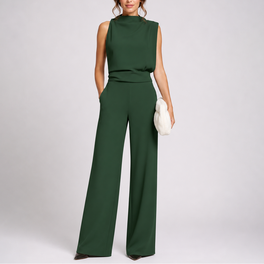 Jocasta | High Neck Sleeveless Wide Leg Jumpsuit