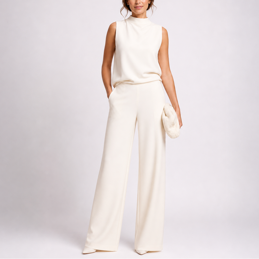 Jocasta | High Neck Sleeveless Wide Leg Jumpsuit