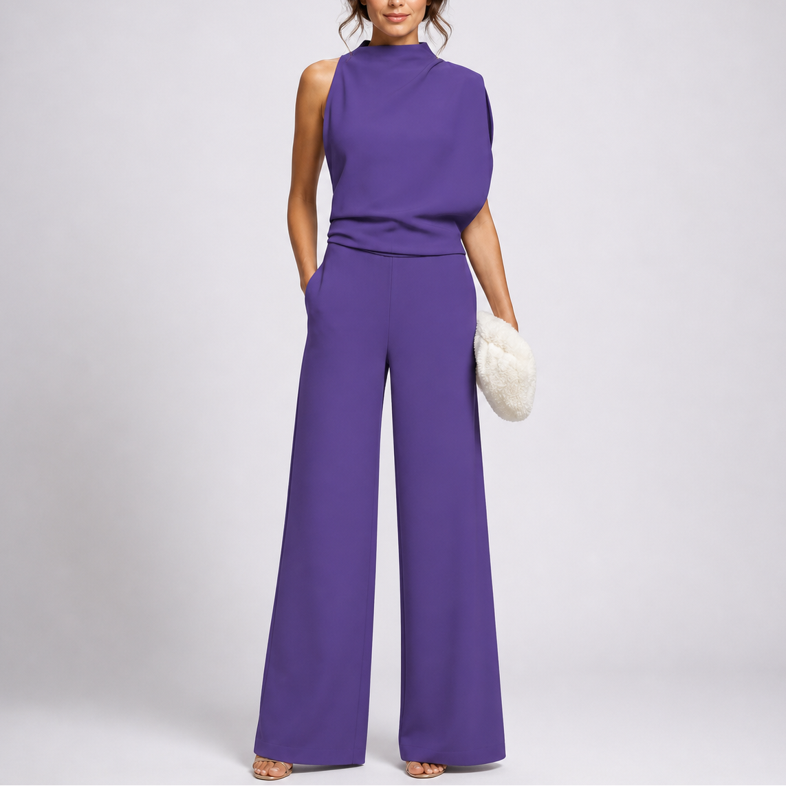 Jocasta | High Neck Sleeveless Wide Leg Jumpsuit