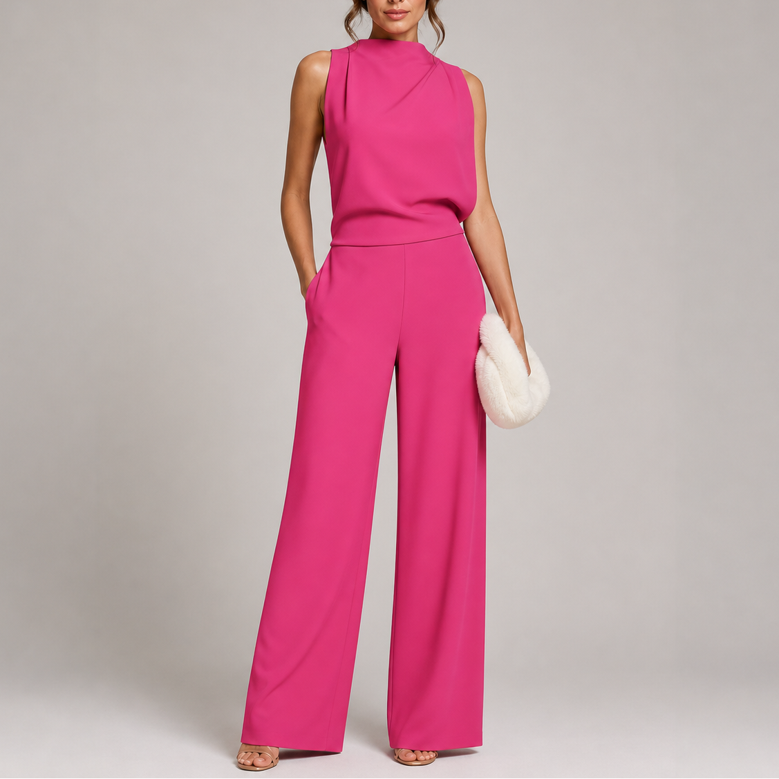 Jocasta | High Neck Sleeveless Wide Leg Jumpsuit