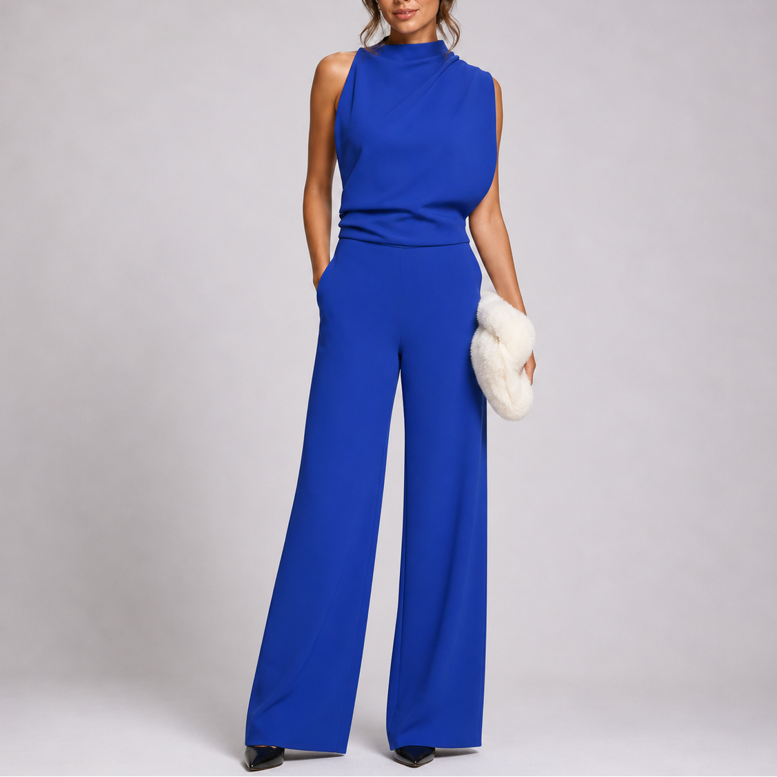 Jocasta | High Neck Sleeveless Wide Leg Jumpsuit