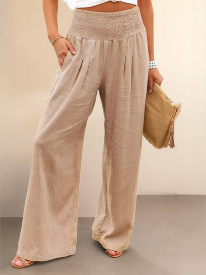 Petra | Women's High Waist Smocked Palazzo Trousers