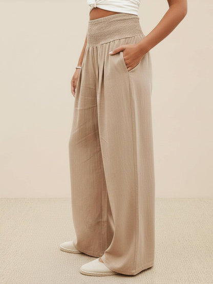 Petra | Women's High Waist Smocked Palazzo Trousers