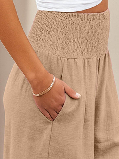 Petra | Women's High Waist Smocked Palazzo Trousers