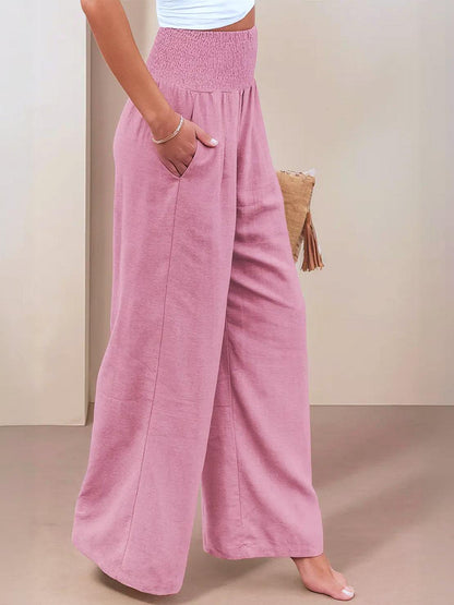 Petra | Women's High Waist Smocked Palazzo Trousers