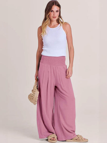 Petra | Women's High Waist Smocked Palazzo Trousers