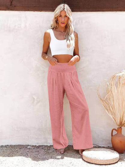 Petra | Women's High Waist Smocked Palazzo Trousers