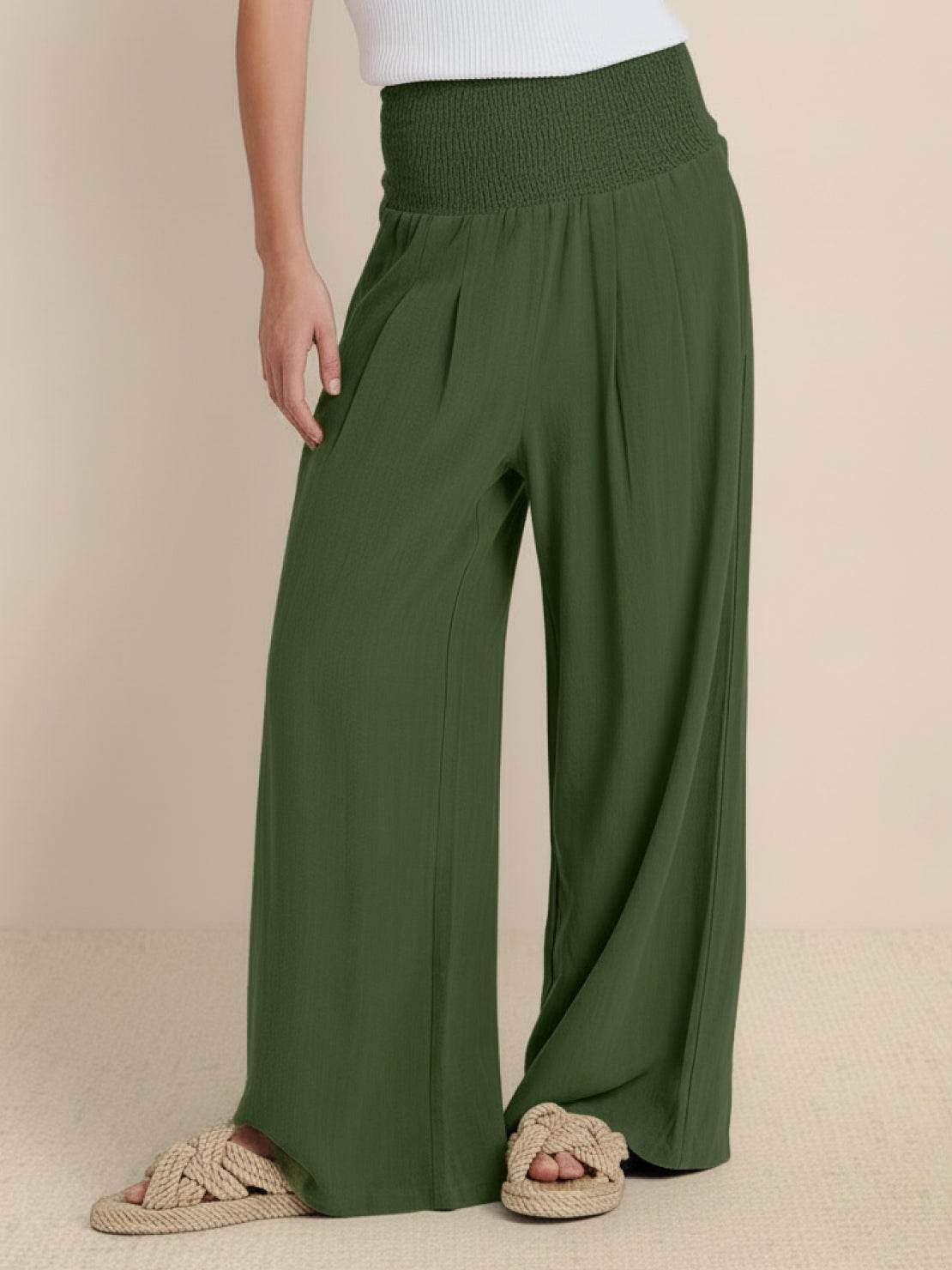 Petra | Women's High Waist Smocked Palazzo Trousers