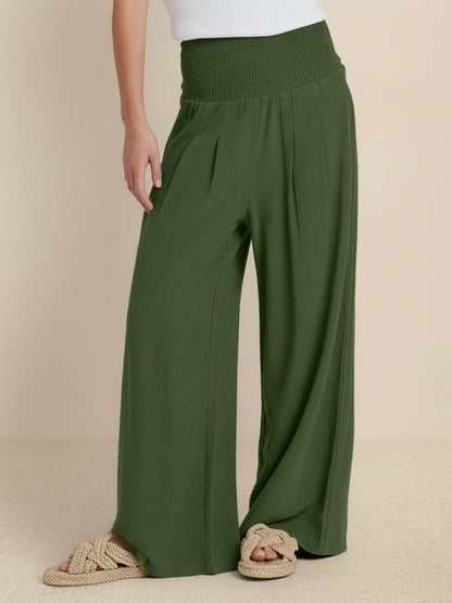 Petra | Women's High Waist Smocked Palazzo Trousers