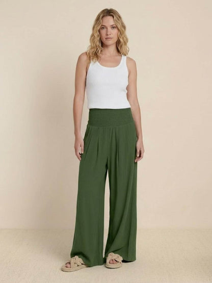 Petra | Women's High Waist Smocked Palazzo Trousers