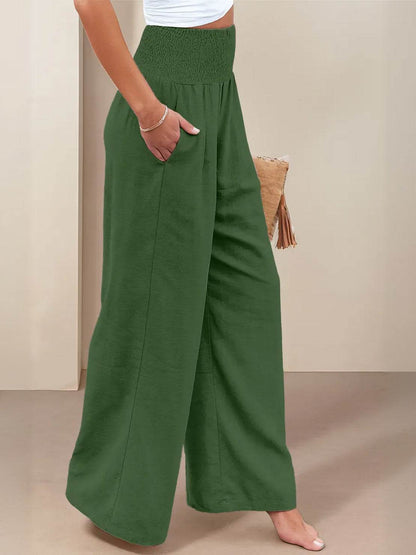 Petra | Women's High Waist Smocked Palazzo Trousers
