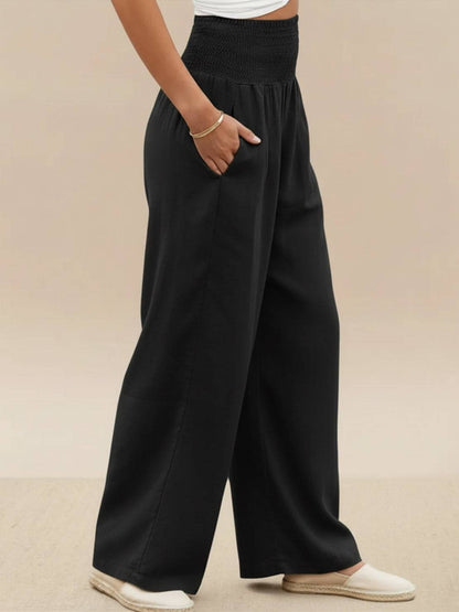 Petra | Women's High Waist Smocked Palazzo Trousers