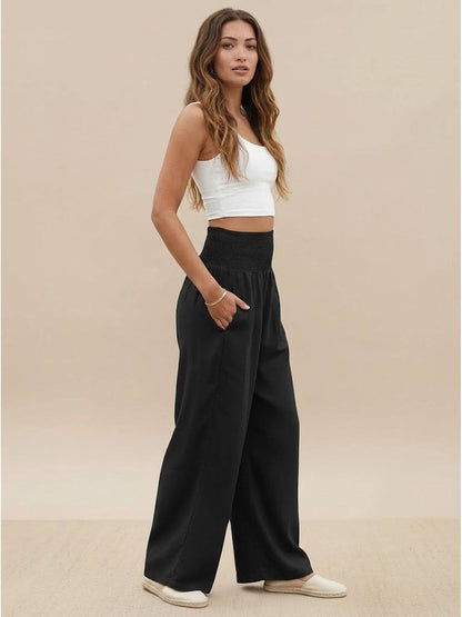 Petra | Women's High Waist Smocked Palazzo Trousers