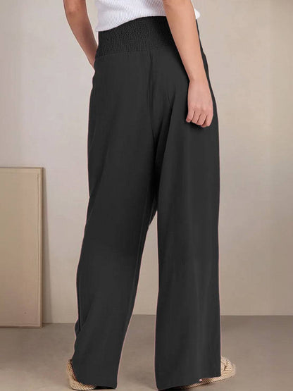 Petra | Women's High Waist Smocked Palazzo Trousers