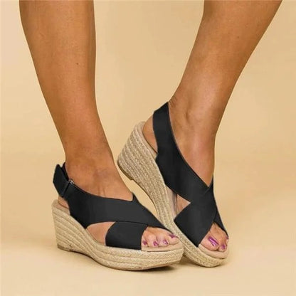 Women's Orthopedic Wedge Espadrille Cross-Strap Sandals