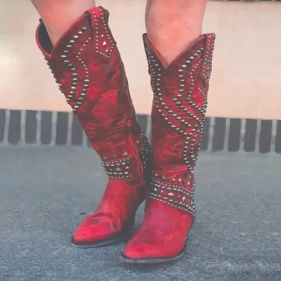 Women's Western Leather Knee-High Boots