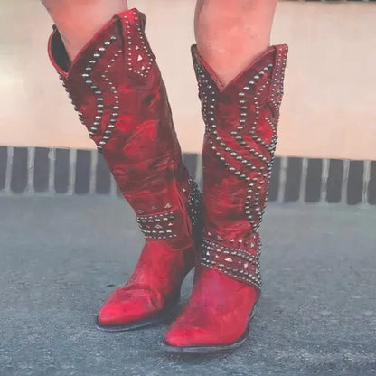 Women's Western Leather Knee-High Boots