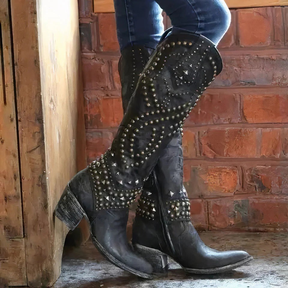 Women's Western Leather Knee-High Boots