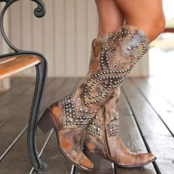 Women's Western Leather Knee-High Boots