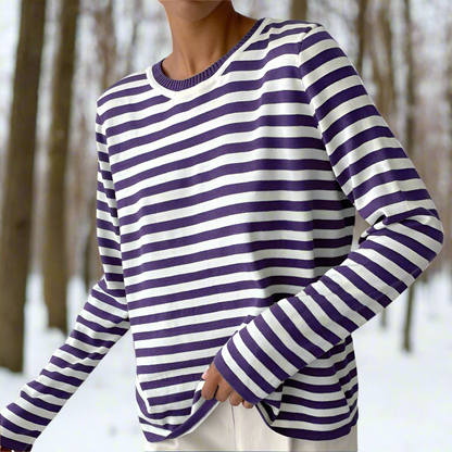 Gail | Striped Cotton Long Sleeve T-Shirt for Women