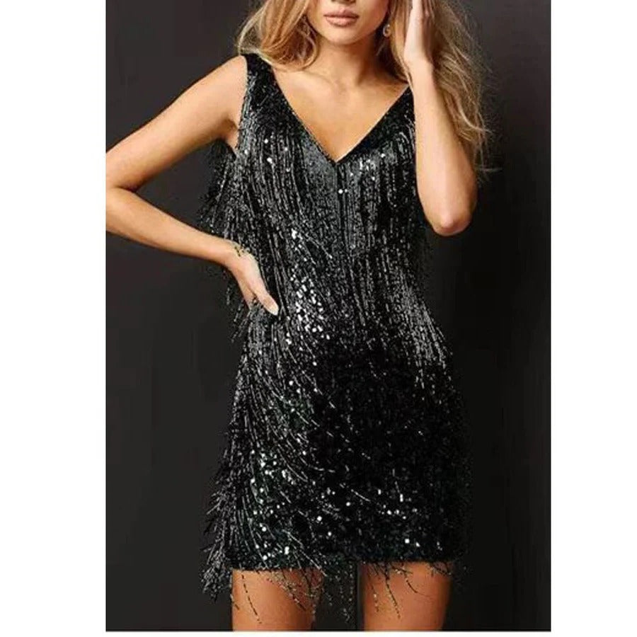Stylish Fringe Hem Cocktail Party Dress