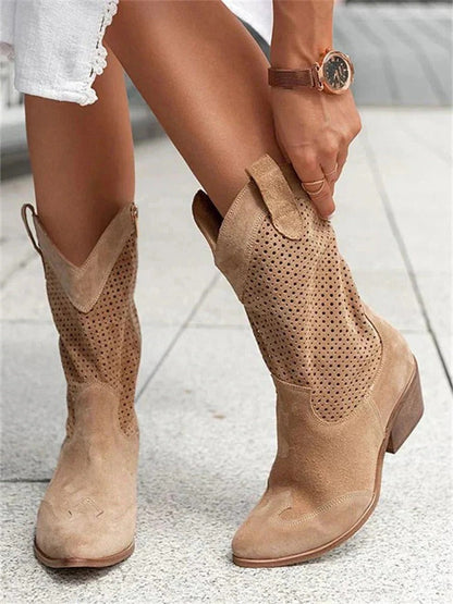 Women's Classic Leather Cowboy Western Boots