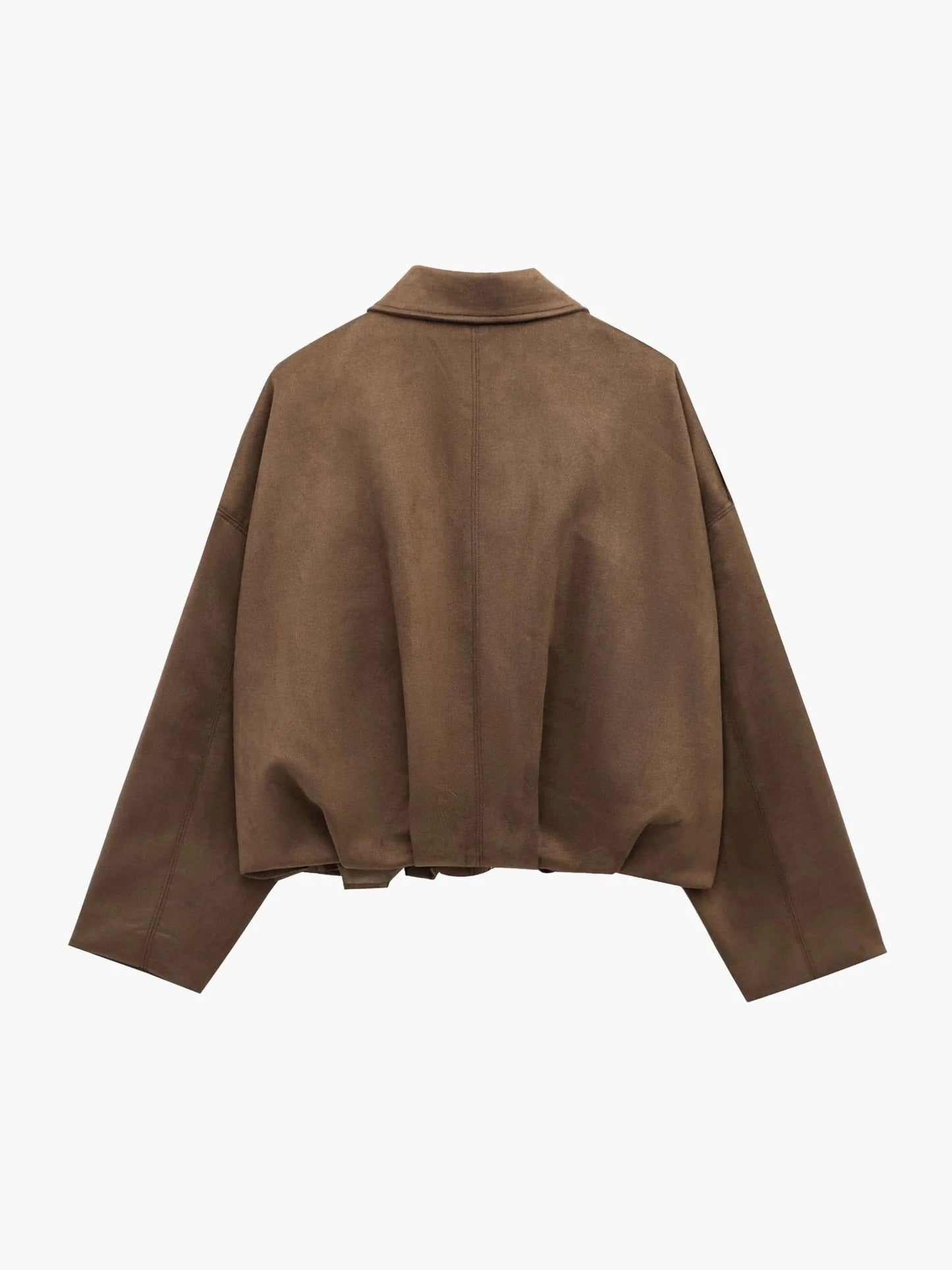Mabel | Women's Collared Faux Suede Bomber Jacket