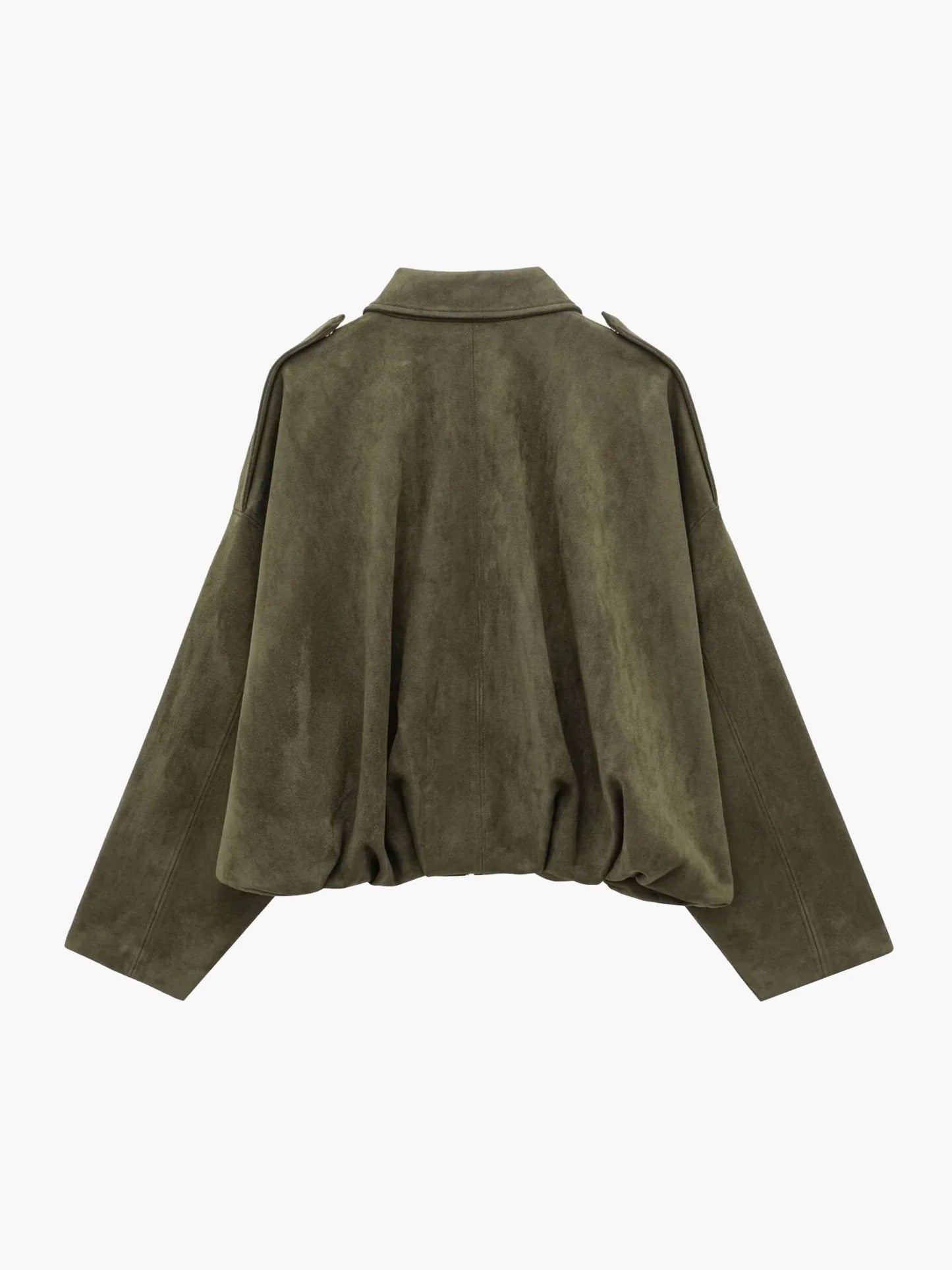 Mabel | Women's Collared Faux Suede Bomber Jacket