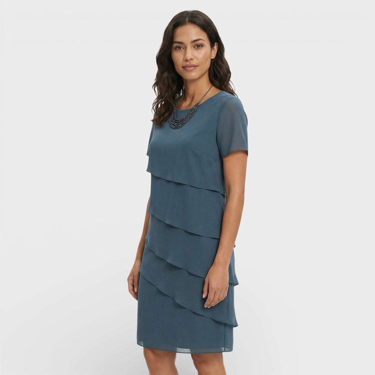 Roma | Women's Ruffled Layered Cotton Blend Midi Dress