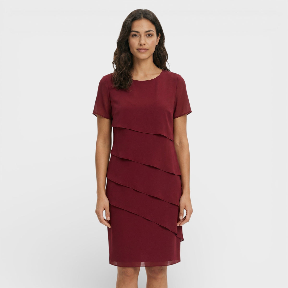 Roma | Women's Ruffled Layered Cotton Blend Midi Dress