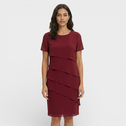Roma | Women's Ruffled Layered Cotton Blend Midi Dress