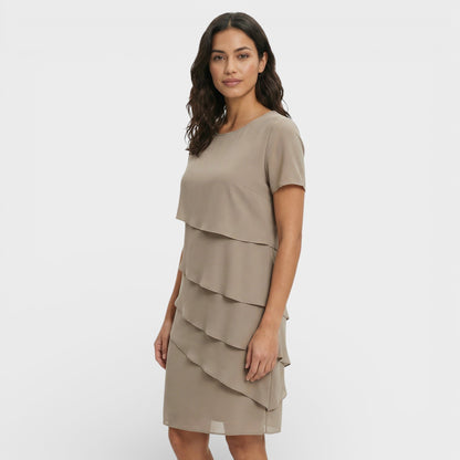 Roma | Women's Ruffled Layered Cotton Blend Midi Dress