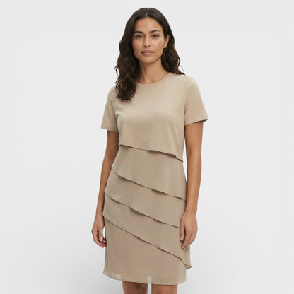 Roma | Women's Ruffled Layered Cotton Blend Midi Dress