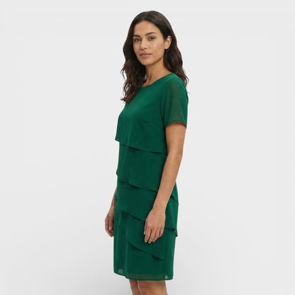 Roma | Women's Ruffled Layered Cotton Blend Midi Dress