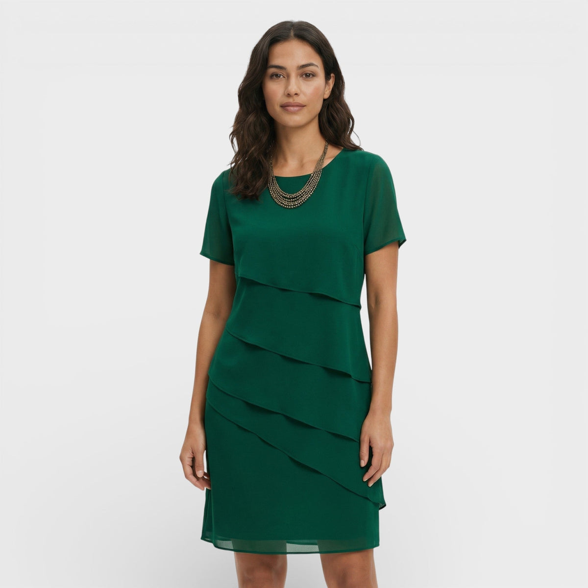 Roma | Women's Ruffled Layered Cotton Blend Midi Dress