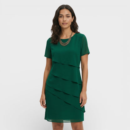 Roma | Women's Ruffled Layered Cotton Blend Midi Dress