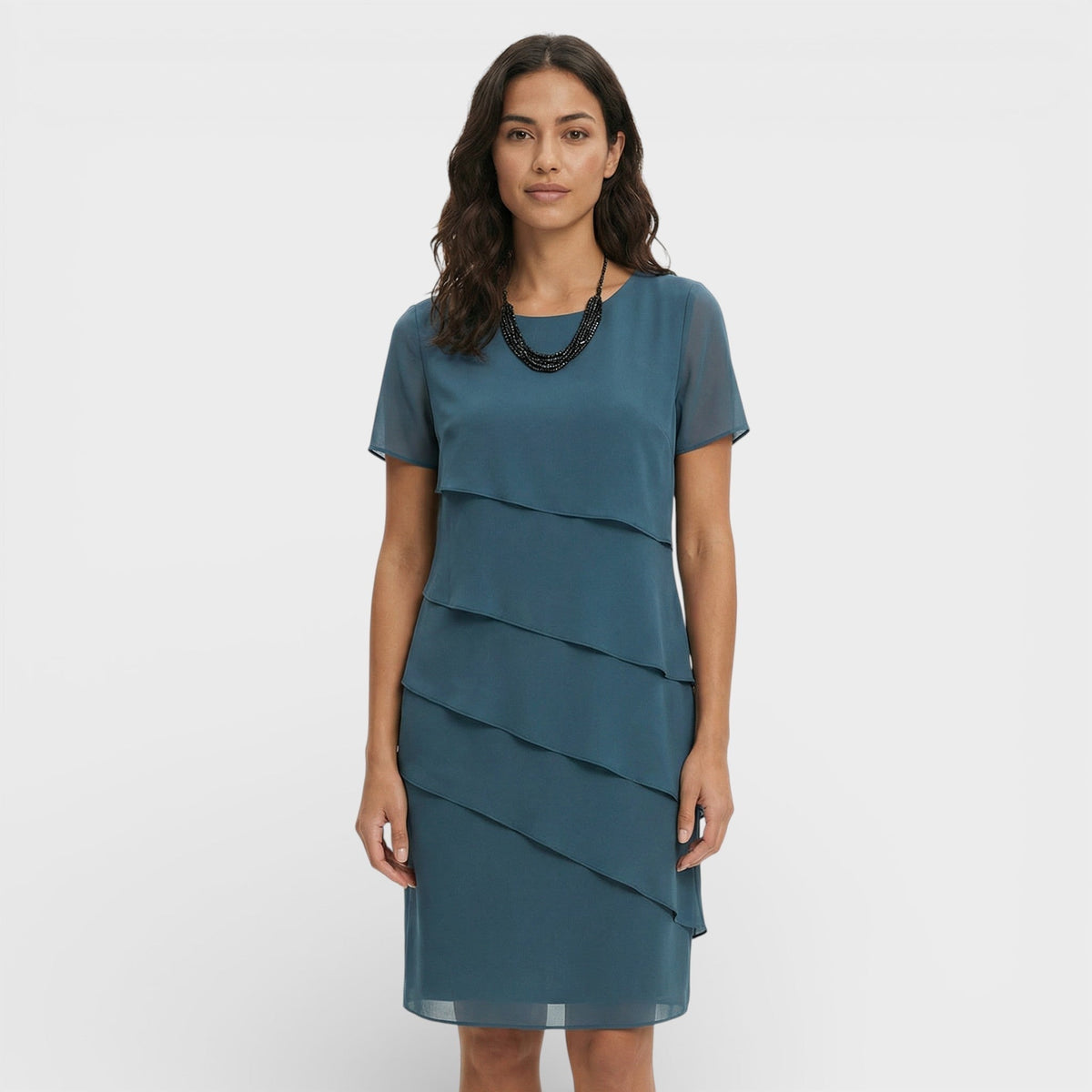 Roma | Women's Ruffled Layered Cotton Blend Midi Dress
