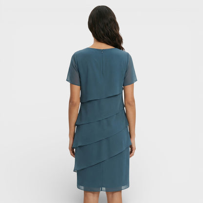 Roma | Women's Ruffled Layered Cotton Blend Midi Dress