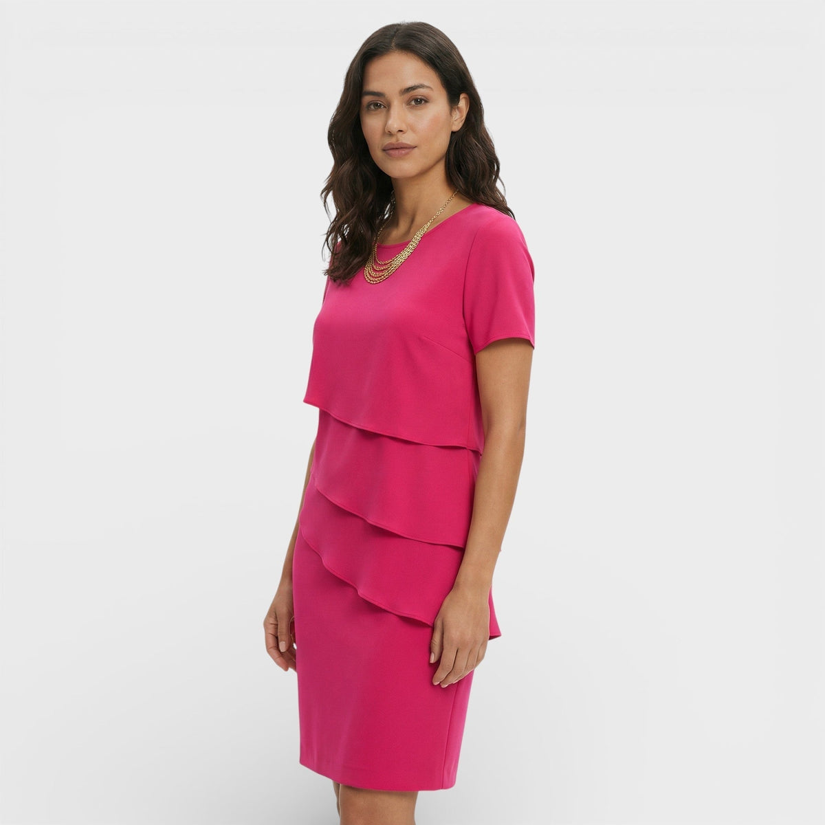 Roma | Women's Ruffled Layered Cotton Blend Midi Dress