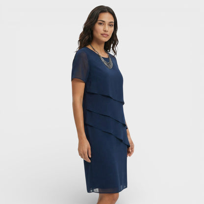 Roma | Women's Ruffled Layered Cotton Blend Midi Dress