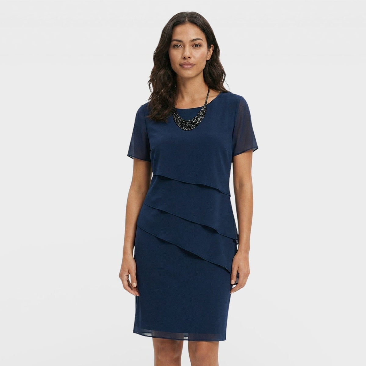 Roma | Women's Ruffled Layered Cotton Blend Midi Dress