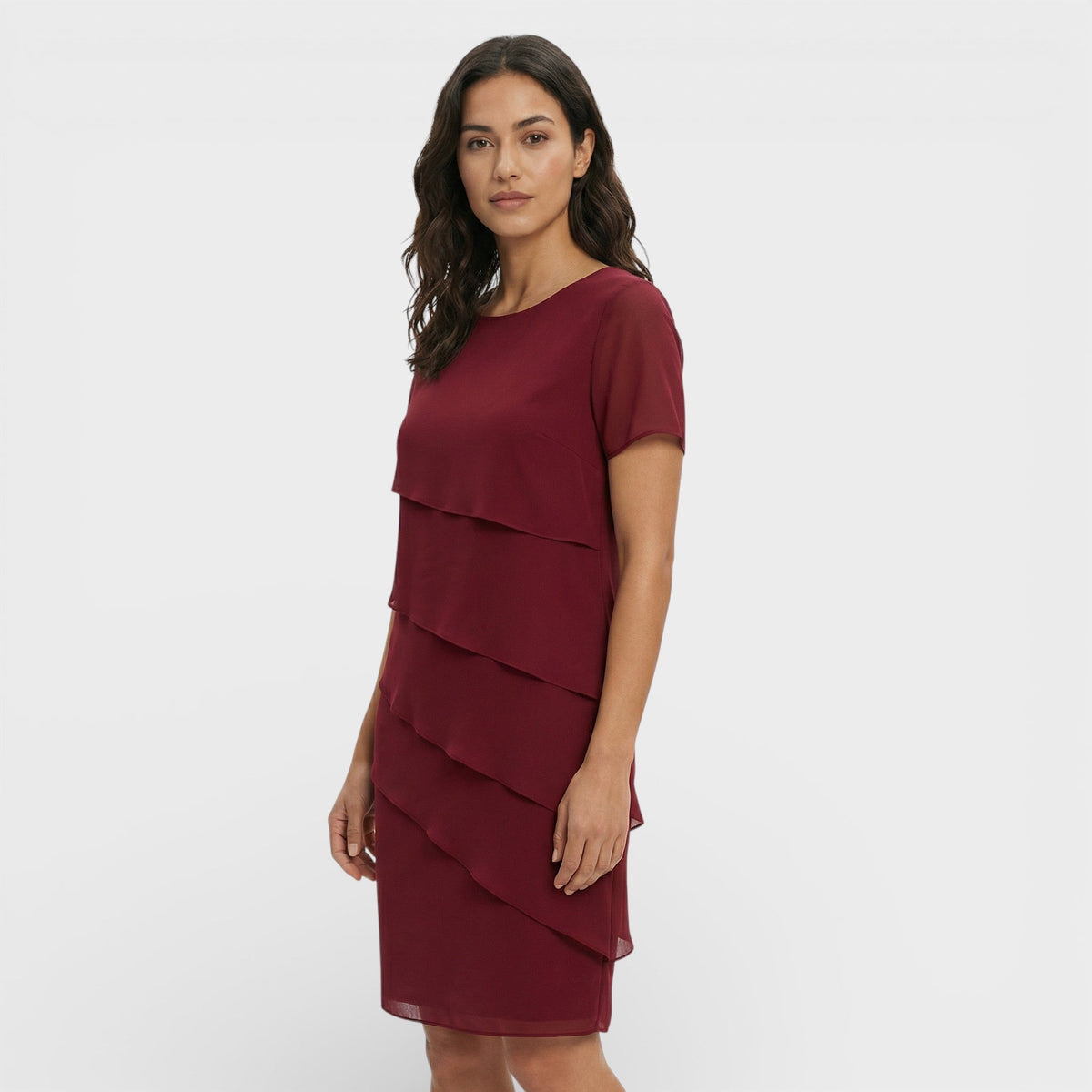 Roma | Women's Ruffled Layered Cotton Blend Midi Dress