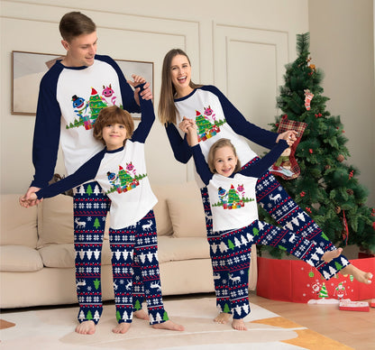 Bramble | Christmas Pyjamas Shark Tree Print Navy