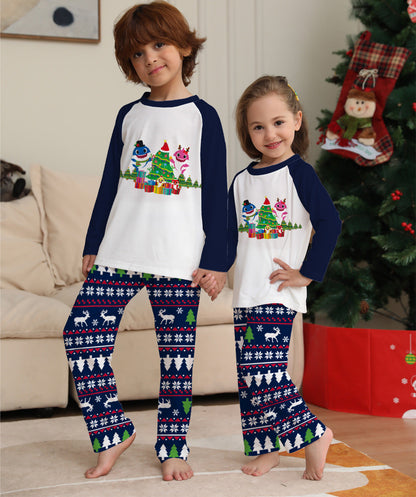 Bramble | Christmas Pyjamas Shark Tree Print Navy
